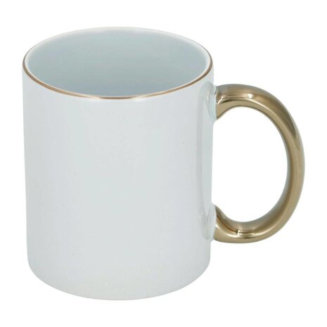 Sublimatie Mok met gouden rand en handvat (330 ml) Sublimatie Mok met gouden rand en handvat (330 ml)