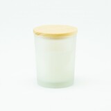 Geurkaars Met Houten Deksel - Frosted Wit - Groot
