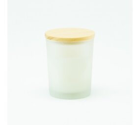 Geurkaars Met Houten Deksel - Frosted Wit - Groot
