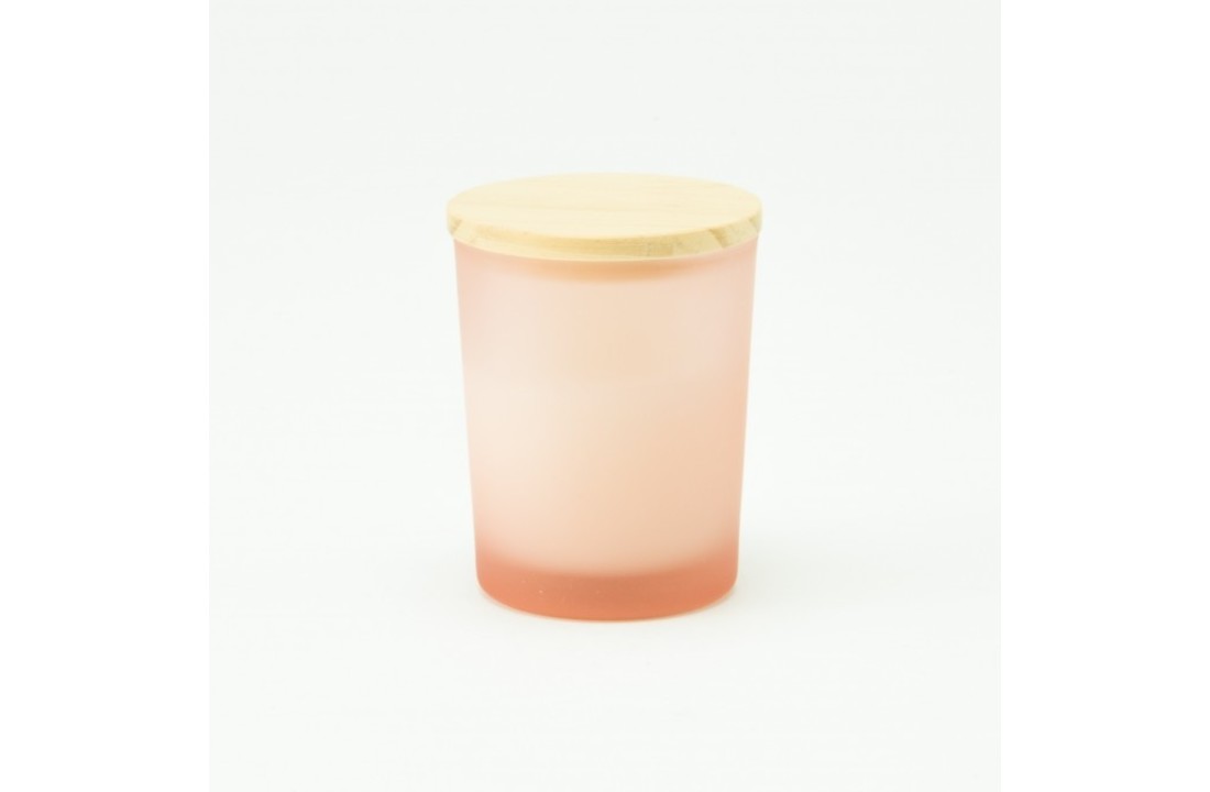 Geurkaars Met Houten Deksel - Frosted Blush - Groot