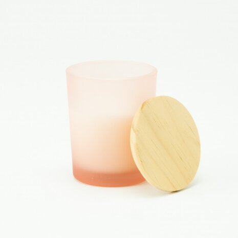 Geurkaars Met Houten Deksel - Frosted Blush - Groot