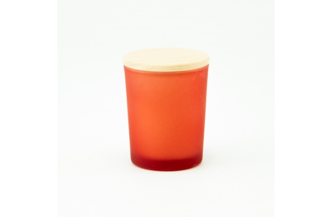 Geurkaars Met Houten Deksel - Frosted Terracotta - Groot