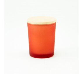 Geurkaars Met Houten Deksel - Frosted Terracotta - Groot Geurkaars Met Houten Deksel - Frosted Terracotta - Groot