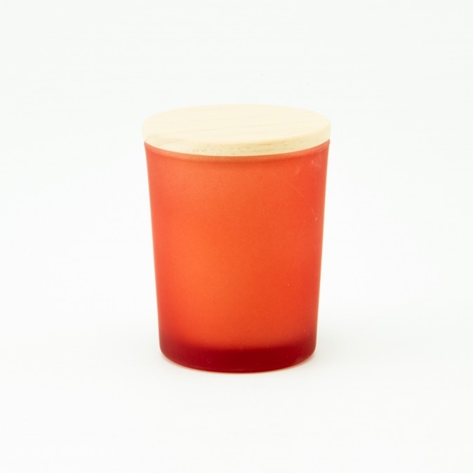 Geurkaars LARGE met houten deksel - Frosted TERRACOTTA - Feeërieke