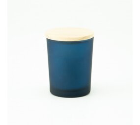 Geurkaars Met Houten Deksel - Frosted Marineblauw - Groot