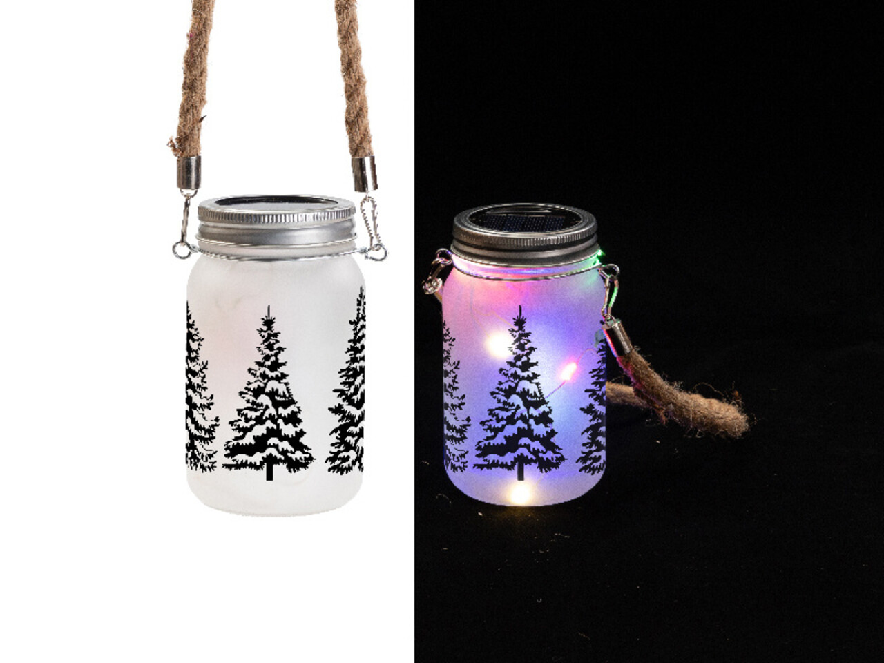 Lantaarn met touw en lichtjes