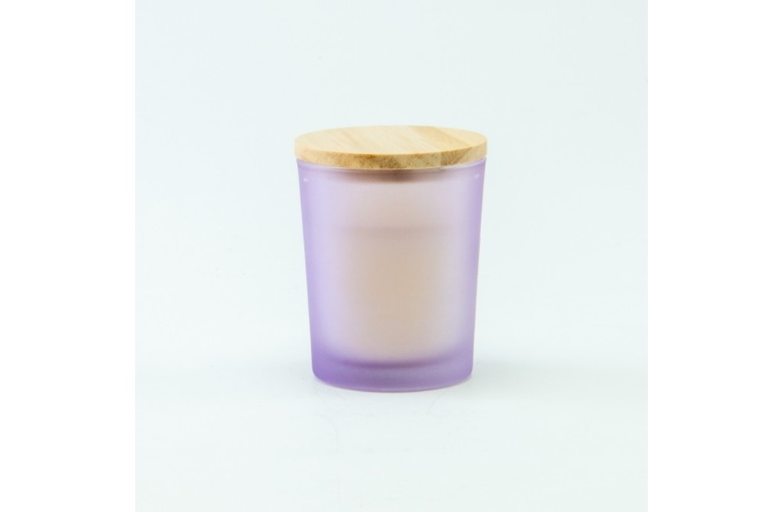 Geurkaars Met Houten Deksel - Frosted Lila - Groot