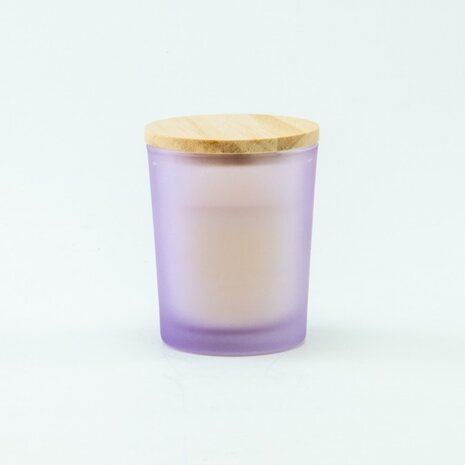 Geurkaars Met Houten Deksel - Frosted Lila - Groot Geurkaars Met Houten Deksel - Frosted Lila - Groot