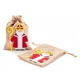 Jute zak met Sint (21 cm) Jute zak met Sint (21 cm)