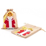 Jute zak met Sint (27 cm) Jute zak met Sint (27 cm)