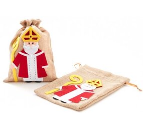 Jute zak met Sint (27 cm) Jute zak met Sint (27 cm)