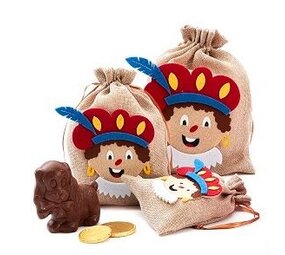 Jute zak met Piet (21 cm) Jute zak met Piet (21 cm)