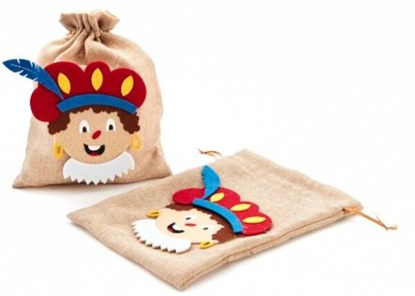 Jute zak met Piet (27 cm)