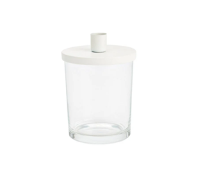 Kandelaar van transparant glas WIT (10 x 14 x 10 cm)