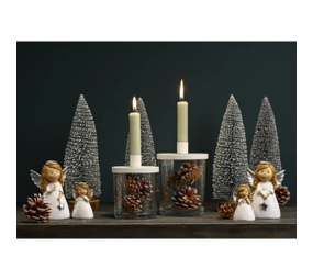 Kandelaar van transparant glas WIT (9 x 12 x 9 cm) Kandelaar van transparant glas WIT (9 x 12 x 9 cm)