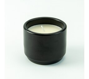 Bloempotje keramiek met kaars - Zwart