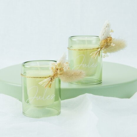 Dubbelwandig Glaasje Met Kaars - Zijdegroen Dubbelwandig Glaasje Met Kaars - Zijdegroen