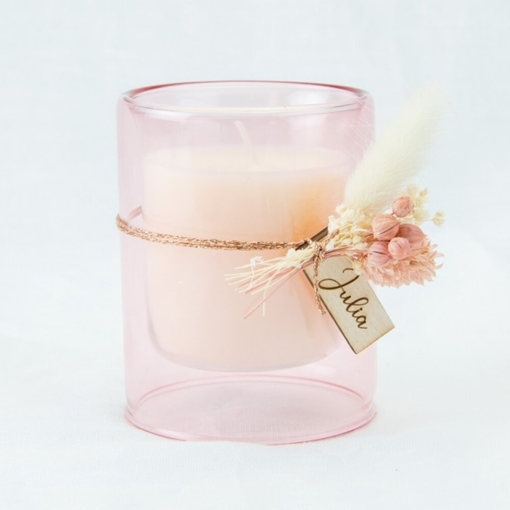 Dubbelwandig Glas Met Kaars - Blush Dubbelwandig Glas Met Kaars - Blush