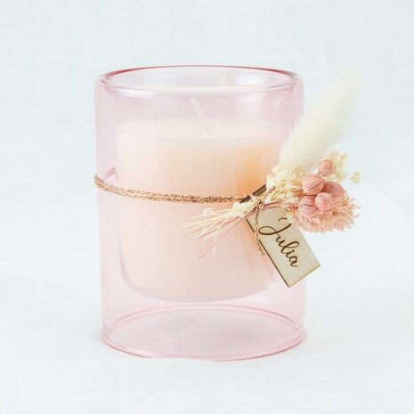 Dubbelwandig Glas Met Kaars - Blush Dubbelwandig Glas Met Kaars - Blush