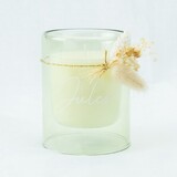 Dubbelwandig Glas Met Kaars - Zijdegroen