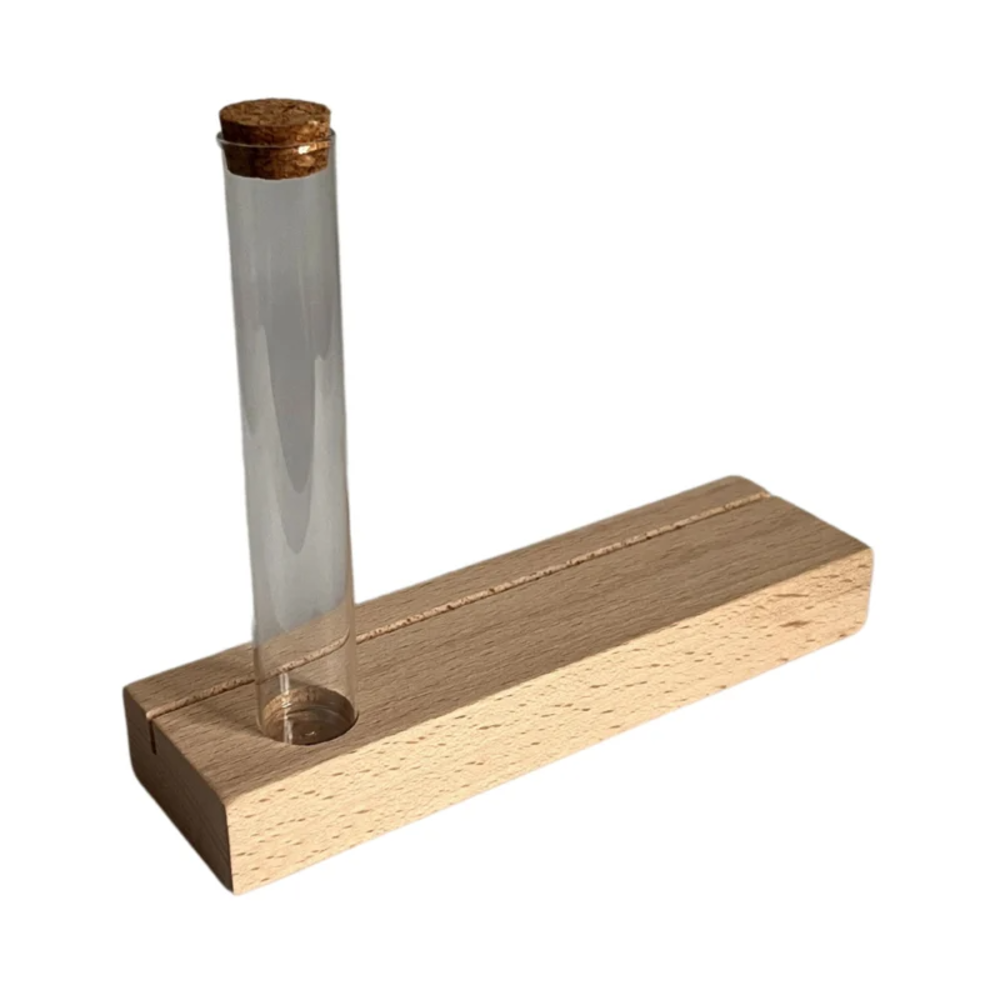 Houten kaartenhouder MET proefbuisje Houten kaartenhouder MET proefbuisje