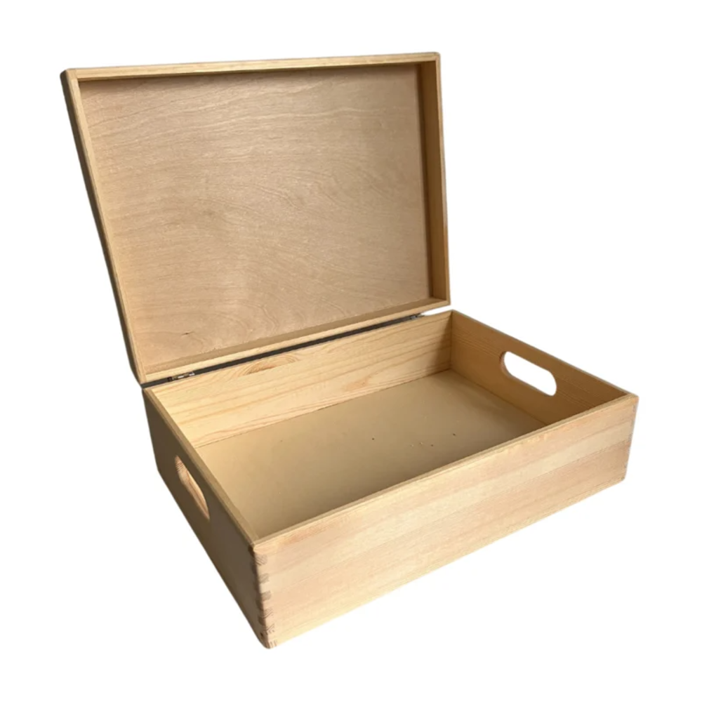 Houten bewaarbox groot - LAAG