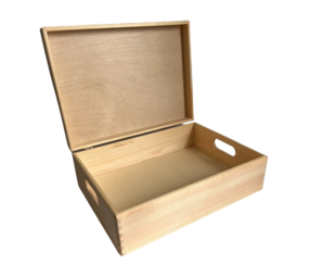 Houten bewaarbox groot - LAAG
