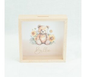 Kader met spaarpot Hout