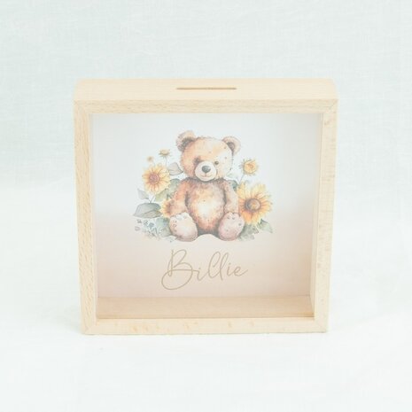 Kader met spaarpot Hout