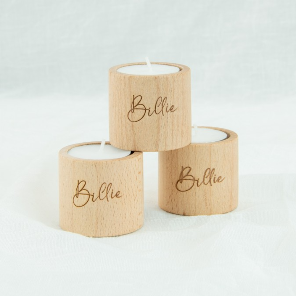 Houten theelichthouder - rond