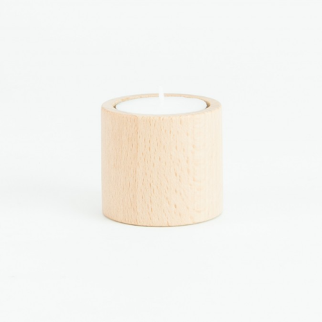 Houten theelichthouder - rond