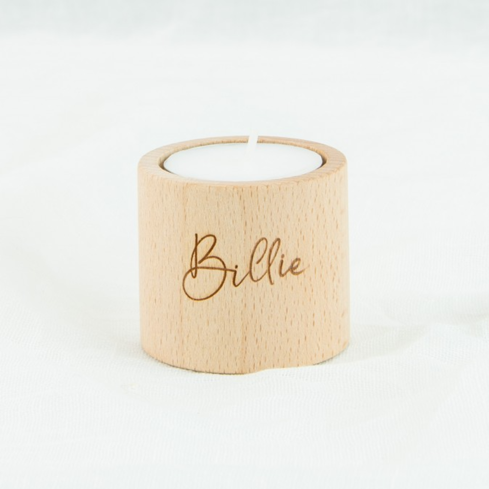 Houten theelichthouder - rond