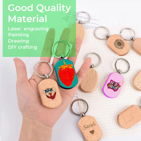 xTool Houten sleutelhanger -  afgeronde rechthoek