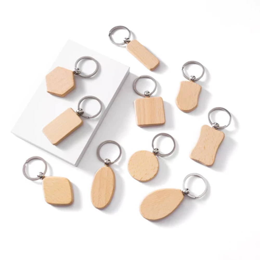 Houten sleutelhanger blanco ovaal vanaf 1 stuk
