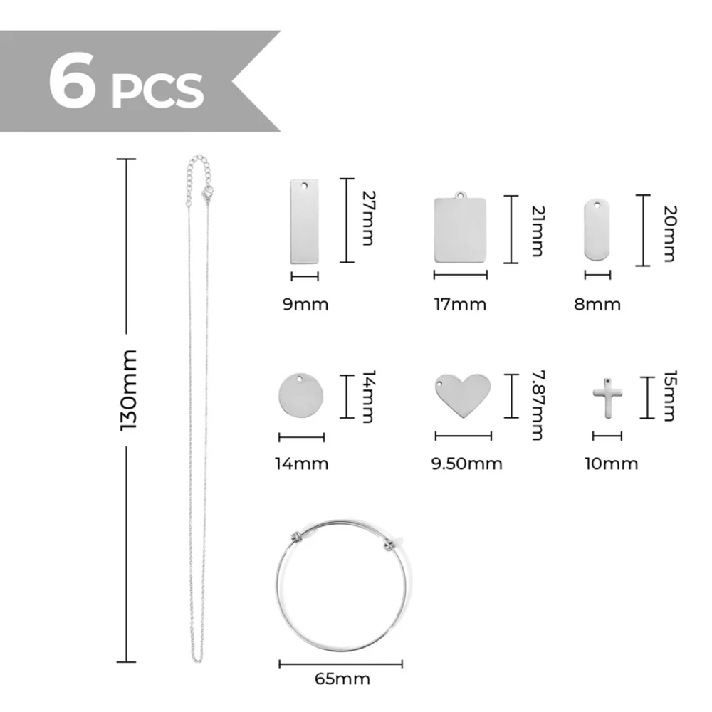 xTool Stainless Steel Necklace Bracelet Tag DIY Set - Zilve