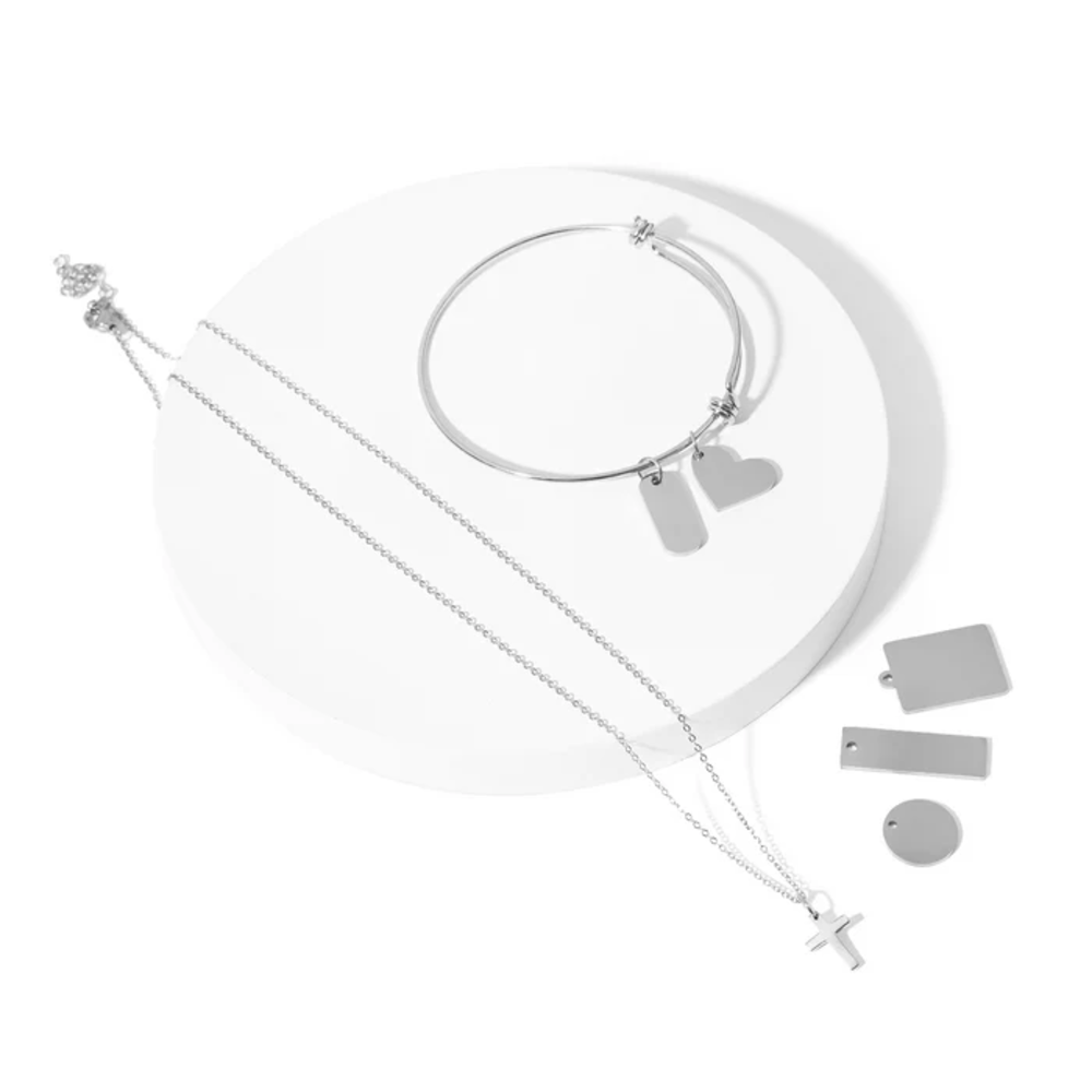 xTool Stainless Steel Necklace Bracelet Tag DIY Set - Zilve