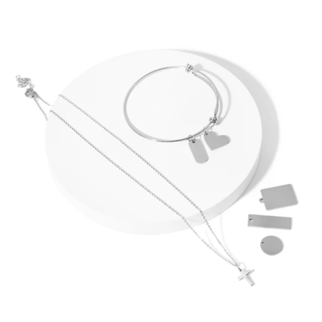 xTool Stainless Steel Necklace Bracelet Tag DIY Set - Zilve