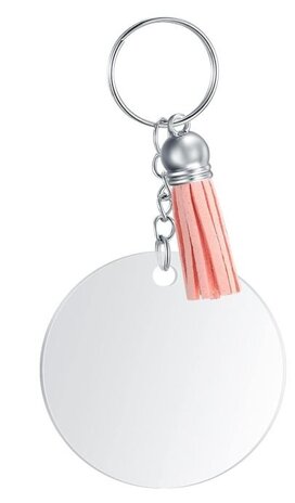 Acryl Sleutelhanger met kwastje ROND Acryl Sleutelhanger met kwastje ROND