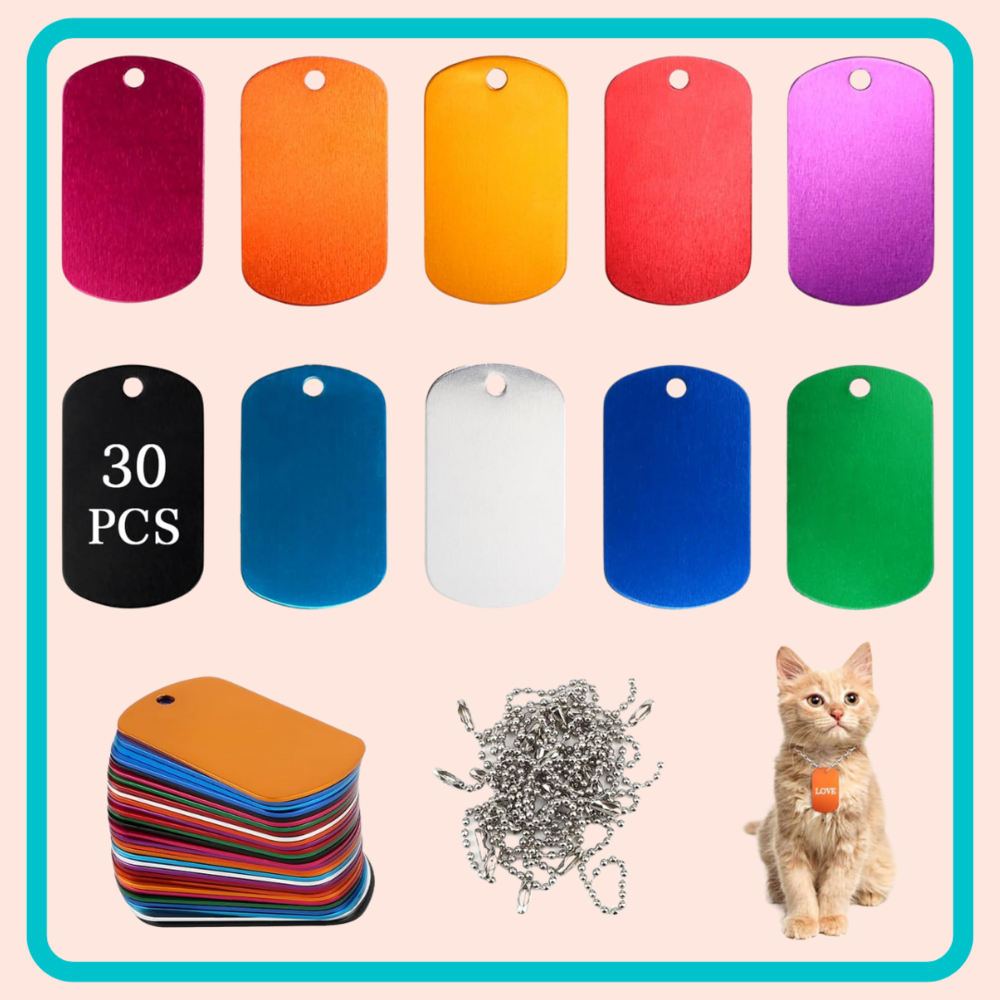 Dubbelzijdige  tag uit metaal (30 stuks)