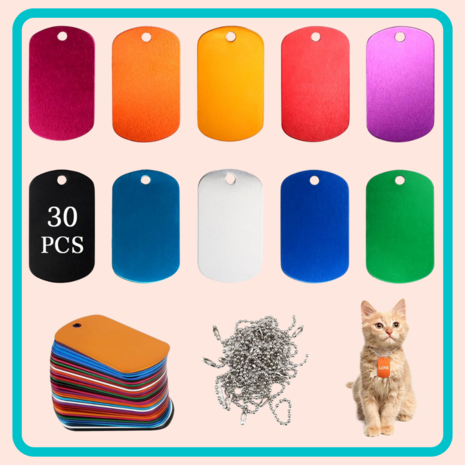 Dubbelzijdige  tag uit metaal (30 stuks)