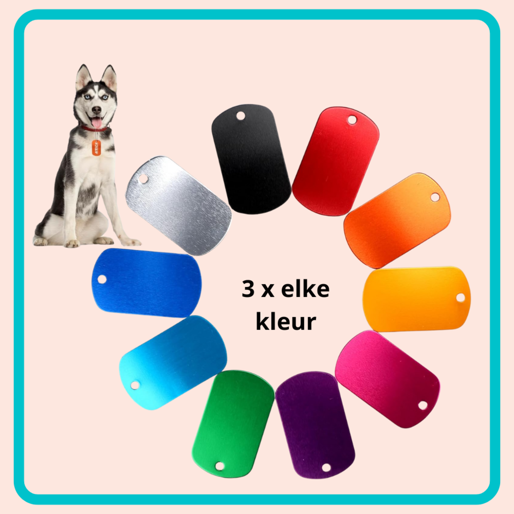 Dubbelzijdige  tag uit metaal (30 stuks)