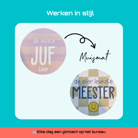 Ronde muismat voor juf of meester Ronde muismat voor juf of meester