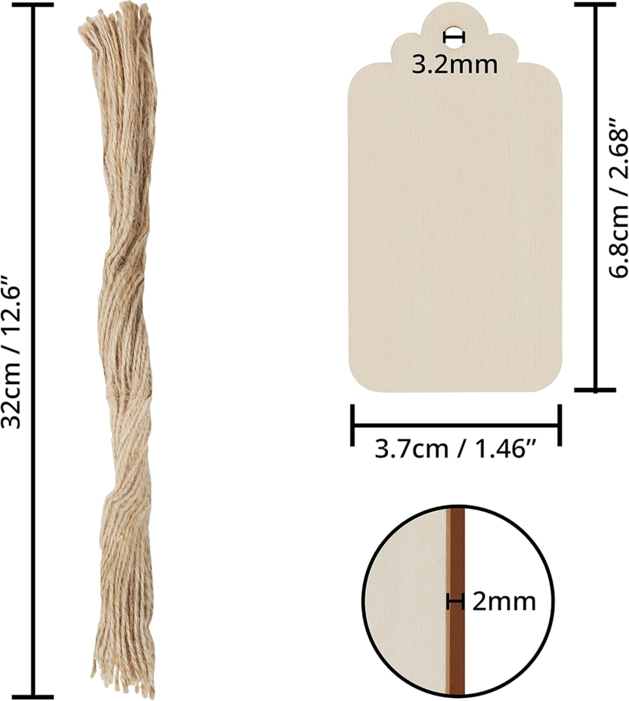 Houten Blanco Labels met koordje Houten Blanco Labels met koordje