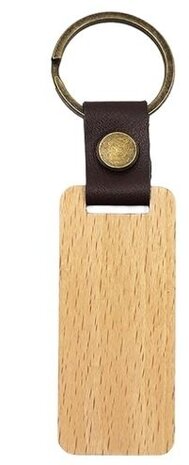 Houten Sleutelhanger met PU-Leren Accent Houten Sleutelhanger met PU-Leren Accent