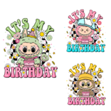 Textieltransfer -DTF Labubu Birthday