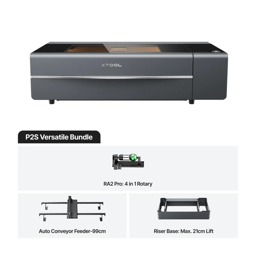 xTool P2S 55W Desktop CO2 Laser Cutter Versatile Bundle