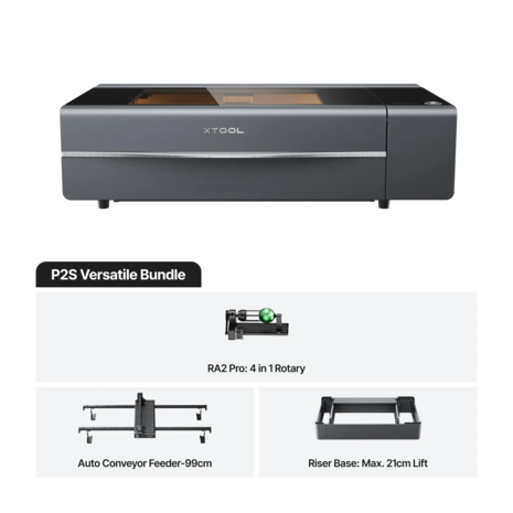 xTool P2S 55W Desktop CO2 Laser Cutter Versatile Bundle