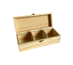 Houten theedoos – 3 vaks (grenen) Houten theedoos – 3 vaks (grenen)