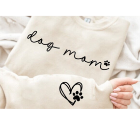 DTF Front & Sleeve "Dog Mom"