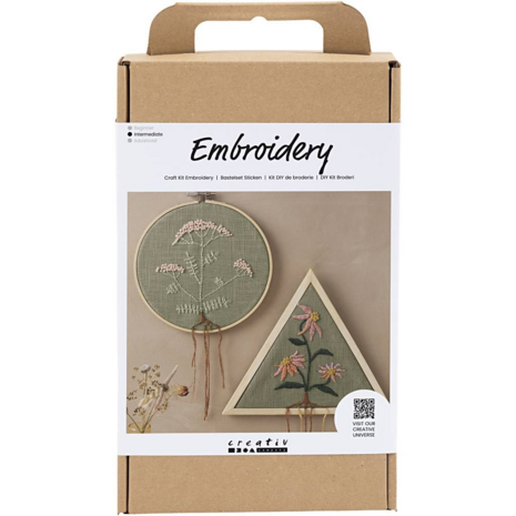 Hobbyset borduurwerk – twee wandhangers dusty groen